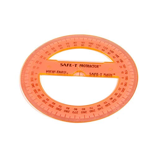hand2mind Clear 4” Safe-T 360 Degree Protractor Set, Circle Protractor for School, Clear Plastic Protractor Ruler, Geometry Tools, Protractors Bulk for Classroom, Math Teacher Supplies (Set of 24) - style: 360 Degree (24 Pack)
