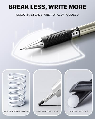 6PCS Metal Mechanical Pencil Set with 0.7mm Medium Point, 360 Leads, 12 Erasers, Art Mechanical Pencils Pack with Storage Case for School Writing, Sketching, Drawing & Professional Drafting - size: 6 Count (Pack of 1)