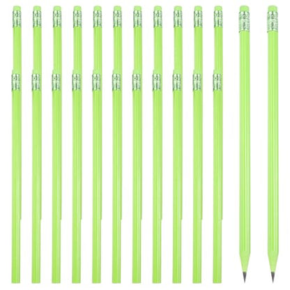 PATIKIL Round Pencils, 24 Pcs Triangle HB Graphite Pencil Wooden Pencils with Eraser for Classroom Office Writing Drawing Supplies, Dark Green - color: Dark Green, size: 1 Count (Pack of 24)