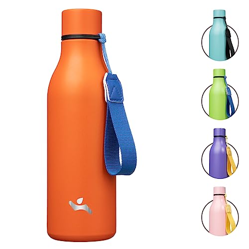 Konokyo 18 oz Insulated Stainless Steel Metal Water Bottle with Strap - color: Orange, size: 18 Ounces