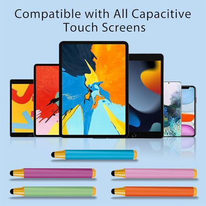 AGREJO Kid-Friendly Stylus Pens for Touch Screens, Crayon Stylus Pen for iPhone Ipad Air Mini Pro, Fire HD Kids Tablet, Android Tablet, Dragon Touch - Blue Pink Green Purple Red (5 Pack)