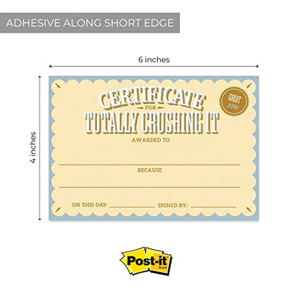 Motivational Achievement Certificate Fill in Sticky Note Pads / 6" x 4" Repositionable Recognition Award Sticky Pads / 50 Sheets Per Pad/Set of 5 Designs/Made in USA - color: Motivational