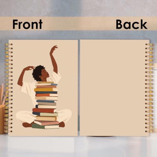 African American Book Lover Gifts Spiral Notebook 5.5x8.3 Inch | African American Black Girl Bookish Notebook Journal for Women,Bookworm Book Reading Reader Gifts - color: Bookworm reading enthusiast white