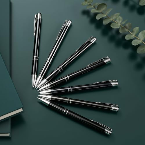 Luxury Black Gel Pens Set, 7 Pack Retractable 0.5mm Fine Point Metal Gel Pens with Smooth Black Ink, Executive Writing Pens in Premium Gift Box for Office, Business, Clients, Coworkers & Gifts - color: Black