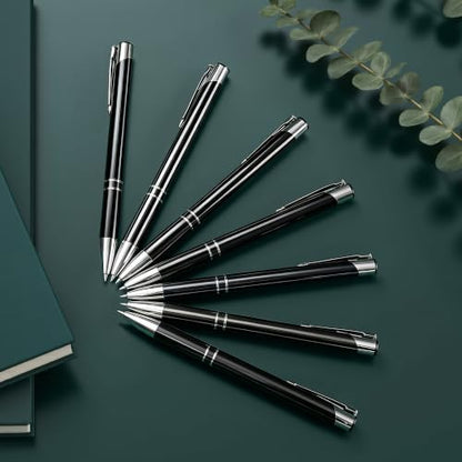 Luxury Black Gel Pens Set, 7 Pack Retractable 0.5mm Fine Point Metal Gel Pens with Smooth Black Ink, Executive Writing Pens in Premium Gift Box for Office, Business, Clients, Coworkers & Gifts - color: Black