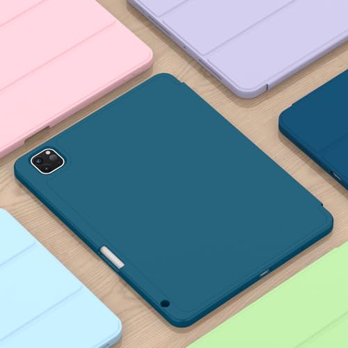ZryXal iPad Pro 11 Inch Case (M5) 2025/ (M4) 2024 (Model: A2836/A2837/A3006), Trifold Stand Smart Cover with Pencil Holder and Soft TPU Back, Auto Wake/Sleep (New Teal) - color: New Teal