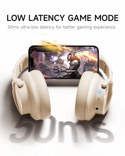 Picun B8 Bluetooth Headphones, 120H Playtime Headphone Wireless Bluetooth with 3 EQ Modes, Low Latency, Hands-Free Calls, Over Ear Headphones for Travel Home Office Cellphone PC Khaki White - color: Khaki White