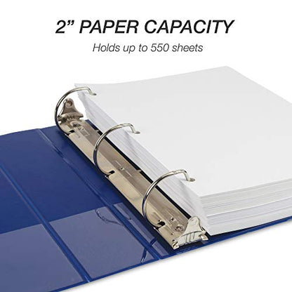 Samsill Durable 2 Inch Binder, D Ring Binder, Customizable Clear View Cover, Dark Blue, Holds 475 Pages - color: Dark Blue, size: 2 Inch
