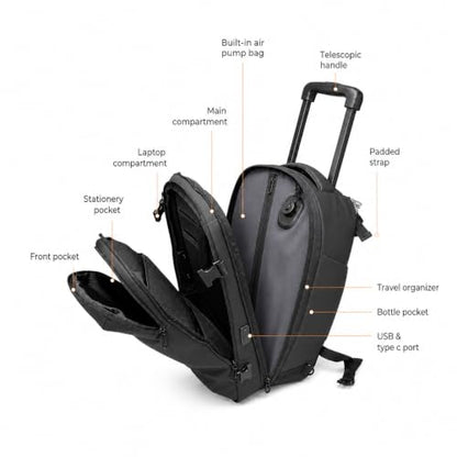 Rolling Backpack Travel, Expandable Suitcase with Lock,USB C Ports | Anti-Theft,Waterproof,58-72L Compression Carry On Luggage,Roller Backpack with Hinomoto Wheels,YKK zippers,for Flight, Trips - size: Large