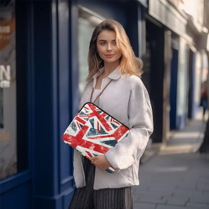 Patriot Laptop Sleeve Union Jack Grunge Flag Computer Carrying Case Notebook Briefcase Tablet Puffy Cover Lightweight Padded PC Bag for 13.3-14" Pro Air Max - color: Multi-008