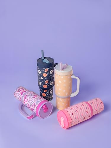 Ello Oasis 14oz Stainless Steel Toddler Tumbler with Handle & Retracting Straw, 100% Leakproof, Double-Wall Vacuum Insulated, Kids Water Bottle for School, BPA Free, Dishwasher Safe, Preppy Cherries - color: Preppy Cherries, size: 14 Ounces