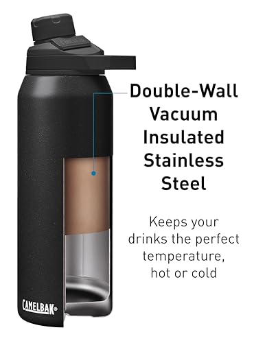 CamelBak Chute Mag Vacuum Insulated Stainless Steel Water Bottle, Magnetic Leak‑Resistant Cap for Everyday Hydration - color: Black, size: 32 Ounces