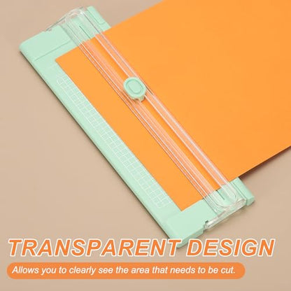 PATIKIL Paper Cutter Trimmer, A4 Straight Small Portable Paper Slide Paper Slicer with Safe-Guard for Craft Cardstock Label Card, Scrapbook Photo, Green, with 1 Blade - color: Green