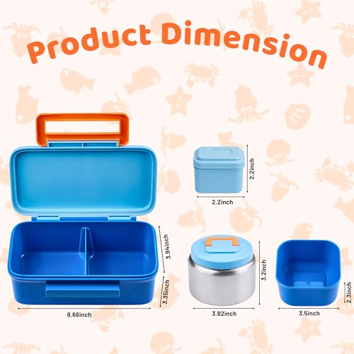 JXXM Lunch Box for Kids With 8oz Soup Thermo, Leak-proof Lunch Container with 2 Compartments, Thermo Food Jar Food Containers for Back to School Girls Boys (Blue) - color: Blue