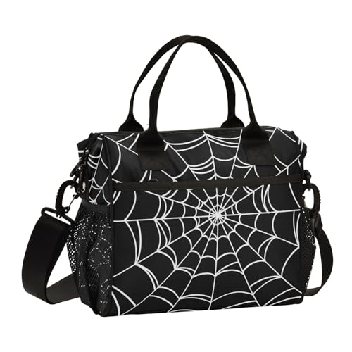 Goth Spider Web Lunch Bag & Lunch Box for Women with Adjustable Strap, S | Insulated Portable Lunch Totem Bag Cooler Bag for School Hiking Office Picnic - color: Goth, size: Small