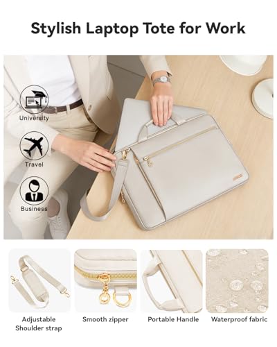 Laptop Case Bag Women Men Computer Sleeve Compatible with MacBook/Dell/HP/Acer/ASUS/LG, Waterproof Shoulder Carrying Briefcase, Beige, 15.6-16 Inch - color: Beige, size: 15.6 inch