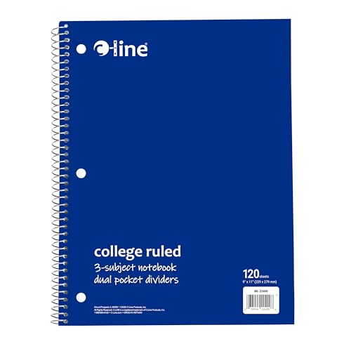 C-Line 3-Subject Notebook, College Ruled, 1 Notebook, Color May Vary (22400)