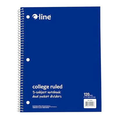 C-Line 3-Subject Notebook, College Ruled, 1 Notebook, Color May Vary (22400)