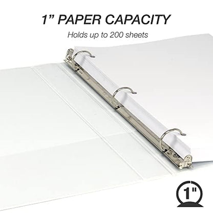 Samsill 1 Inch 3 Ring Binders, Economy Round Ring, Clear View Cover, 200 Sheet Capacity - for School, Home, Office - White, 4 Pack - color: White, size: 4-Pack, style: 1-Inch