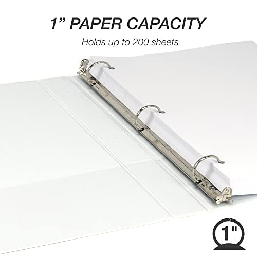 Samsill 1 Inch 3 Ring Binders, Economy Round Ring, Clear View Cover, 200 Sheet Capacity - for School, Home, Office - White, 24 Pack - color: White, size: 24-Pack, style: 1-Inch