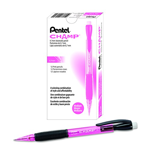 Pentel Champ Mechanical Pencil, (0.7mm), Pink Barrel, Box of 12 (AL17P) - color: Pink, size: 1 Count (Pack of 12), style: 0.7 mm