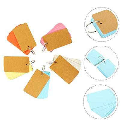 Creative Blank Flashcards Binder Rings Portable Diy Memo Cards for Vocabulary Study Notes and Daily Planning Pink Light Blue White Light Yellow Orange