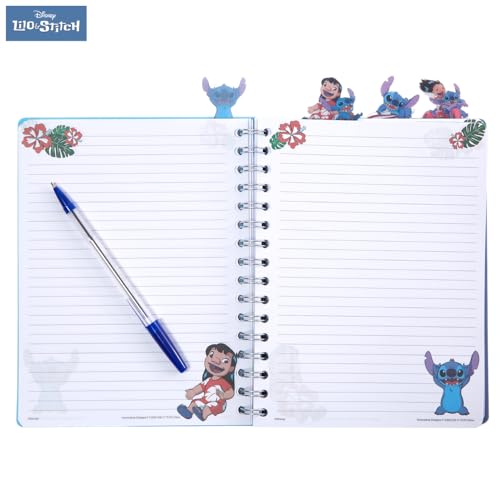 Disney Lilo and Stitch Tab Journal Notebook, Spiral Bound, 96 Lined Pages, 8 x 7 inches, Blue - style: Lilo and Stitch