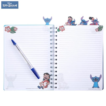 Disney Lilo and Stitch Tab Journal Notebook, Spiral Bound, 96 Lined Pages, 8 x 7 inches, Blue - style: Lilo and Stitch