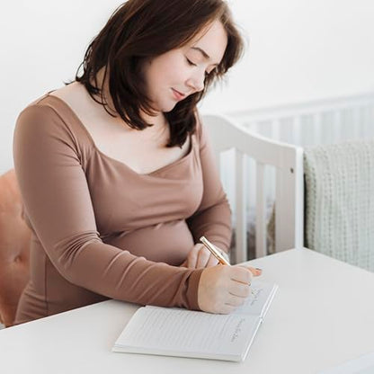Pearhead Pregnancy Journal, Linen Guided Pregnancy Memory Book with Sonogram Photo Insert, Beige - color: Linen Pregnancy Journal