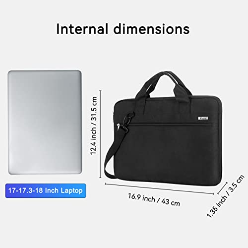 Voova Laptop Bag 17 17.3 Inch, 360° Protective Laptop Case Sleeve with Shoulder Strap Compatible with 17-18 Inch Lenovo Asus Acer Dell Hp, Waterproof Computer Bag Slim Briefcase for Men Women, Black - color: Black, size: 17-17.3 inch