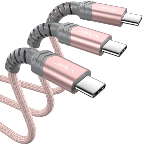 JSAUX 3-Pack USB C to USB C Cable 100W [10ft/6.6ft/3.3ft] Compatible with iPhone 17 Air 16 15 Pro Max Samsung Galaxy S25 S24 CarPlay iPad Pro, Type C to C Charger Cable Fast Charging - Pink - color: Pink, size: 10FT+6.6FT+3.3FT