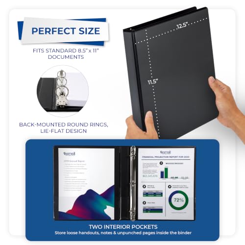 Samsill 1 Inch 3 Ring Binders, Economy Round Ring, Clear View Cover, 200 Sheet Capacity - for School, Home, Office - Black, 12 Pack - size: 12-Pack, style: 1 Inch