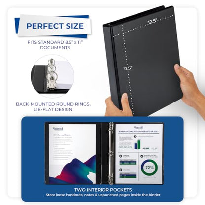 Samsill 1 Inch 3 Ring Binders, Economy Round Ring, Clear View Cover, 200 Sheet Capacity - for School, Home, Office - Black, 12 Pack - size: 12-Pack, style: 1 Inch