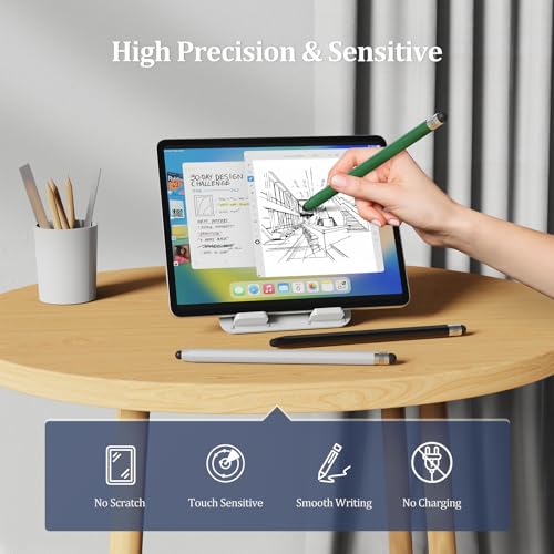 Stylus Pens for Touch Screens, 2-in-1 Magnetic Stylus Pen High Precision & Sensitivity Capacitive Stylus for iPad iPhone Samsung Galaxy Tablets All Universal Touchscreen Device-Black/Silver/Green - color: Black/Silver/Green