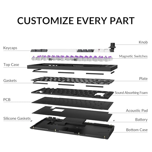 Keychron Q1 HE Wireless Custom Magnetic Keyboard, QMK Launcher | Rapid Trigger 2.4 GHz & Bluetooth 5.2 with Gateron Double-Rail Magnetic Switch for Mac Windows Linux (Hot-swappable) - color: Black
