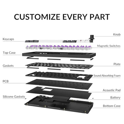 Keychron Q1 HE Wireless Custom Magnetic Keyboard, QMK Launcher | Rapid Trigger 2.4 GHz & Bluetooth 5.2 with Gateron Double-Rail Magnetic Switch for Mac Windows Linux (Hot-swappable) - color: Black
