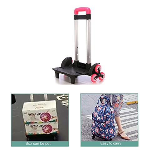 Backpack Trolley with Wheels, Foldable Luggage Trolley,6 Wheels Rolling-Luggage Carts, Aluminium Alloy Travel Hand Trolley for Bags Lunch Backpack - color: 6 Three Color