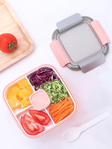 Adult Lunch Box, 40 OZ 2-Layer Stackable with 3 Compartments and Built-in Sauce Jar Cup, Includes Utensils, Leak-Proof, Microwave & Dishwasher Safe, BPA-Free Box for Food Storage (Pink) - color: Pink, size: 40 oz