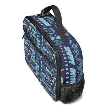 WOBAGMEN Game Lunch Box for Kids, Cute Insulated Lunch Bag for Boys Girls,Waterproof Lunch Box with Water Bottle Holder for Teens Adults Picnic Travel Back to School (Happy Game) - color: Happy Game