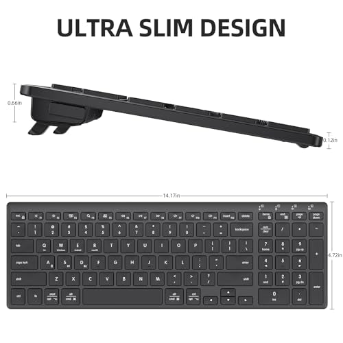 INFINMIND Wireless Ultra Slim Bluetooth Keyboard with Multi-Device Compatibility, Number Pad, Ergonomic Design, PC Computer Compact Keyboard for Windows, Mac, Laptop, Android