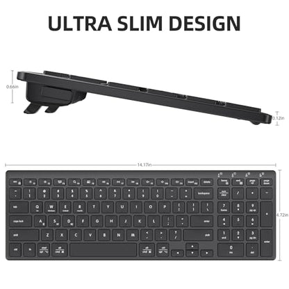 INFINMIND Wireless Ultra Slim Bluetooth Keyboard with Multi-Device Compatibility, Number Pad, Ergonomic Design, PC Computer Compact Keyboard for Windows, Mac, Laptop, Android