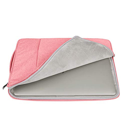 RAINYEAR 15.6 inch Laptop Sleeve Carrying Case with Handle & Pocket, Pink | Protective Padded Polyester Laptop Sleeve Case Briefcase Compatible with 15.6 Inch Notebook Computer Chromebook - color: Pink, size: 15.6"