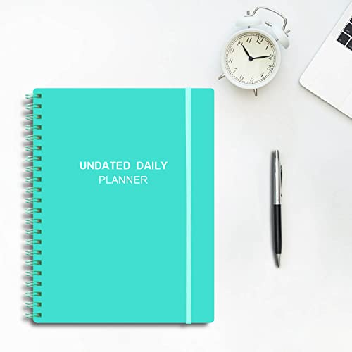 Undated Daily Planner - Undated Planner with Hourly Schedules, Action Items and Follow-up, A4 Daily Organizer Notebook to Increase Productivity, Appointment Book for Time Management, 8.5 × 11 Inch - color: Turquoise
