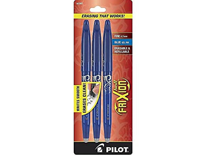 Pilot, FriXion Ball Erasable & Refillable Gel Ink Pens, Fine Point 0.7 mm, Pack of 3, Blue - color: Blue, size: 3 Count (Pack of 1)