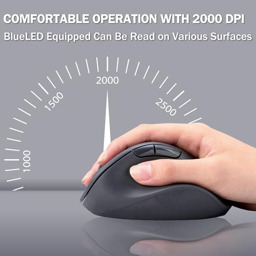 ELECOM Wireless Ergonomic Shape Mouse, 2.4GHz with Mini USB Receiver, Silent Click, Right Hand 2000DPI, 5 Buttons, Optocal Sensor, Compatible with PC, Mac, Laptop, EX-G, Msize Black (M-XGM30DBSKBK) - size: Medium