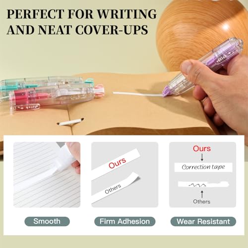 Refillable Correction Tape, 157 ft Total – 2 Pre-Filled Dispensers + 6 Snap-In Refills, School & Office Supplies, Pink &Purple - color: Pink+Purple