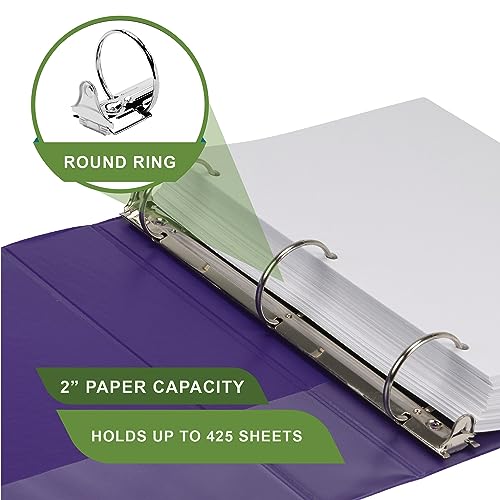 Samsill Plant-Based 2 Inch Durable Round Ring, View Binder, Eco-Friendly, USDA Certified Biobased, Purple - color: Purple, size: 2", style: Single