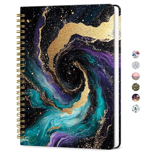ZOTIA Lined Spiral Journal for Women, A5 Aesthetic Hardcover Notebook for Work, School & Note Taking, Pretty College Ruled Journal, 140 Pages, 6" x 8", Cosmic Flow - color: P-Cosmic Flow