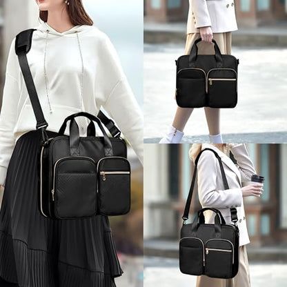 3 Ring Zipper Binder, 2 Inch Ring Binder Organizer Bag with Strap | Binder Bag Fits 13" Laptop & 500 Sheets, Detachable Shoulder Strap, Large Capacity Zip Up Portfolio Folder Bag for Office - color: Black
