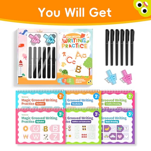 Large Magic Grooved Writing Practice for Kids 3-5, Grooved Writing Books Ages 6-8, Magic Book Handwriting Practice for Kids 5-7, Preschool Workbook Tracing Books for Boys & Girls - size: 1 Count (Pack of 1)